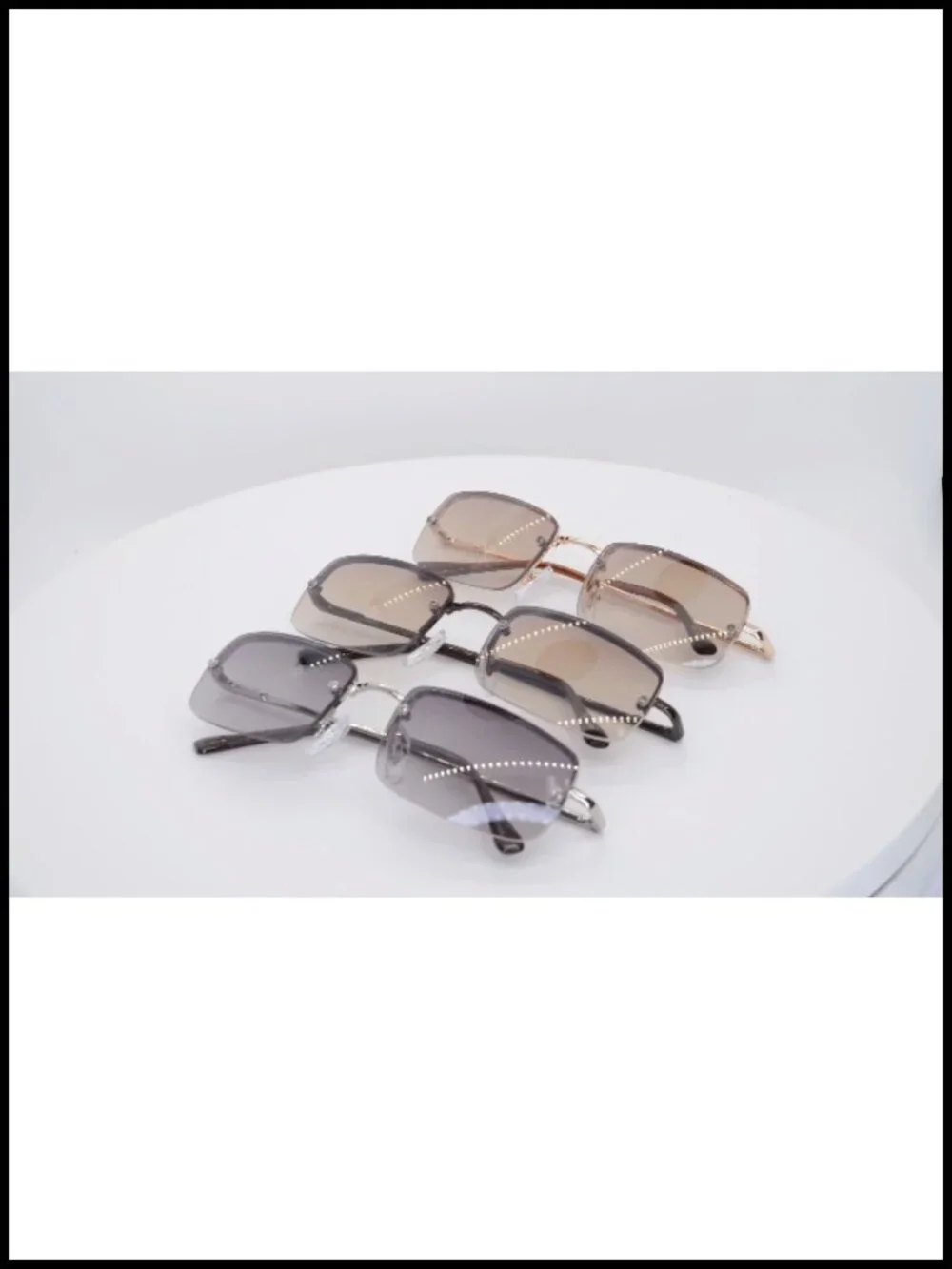 Rectangular Frameless Gradient Sunglasses UV400 Metal